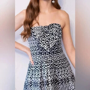 Eva Franco Chic Party Silverado Black Grey Formal Strapless Fifi Dress Size 2 XS